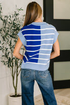 Lonely Traveler Striped Quarter Zip Vest in Blue - Charming Charlie