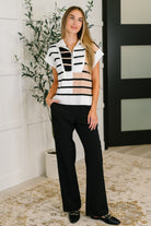 Lonely Traveler Striped Quarter Zip Vest in White - Charming Charlie