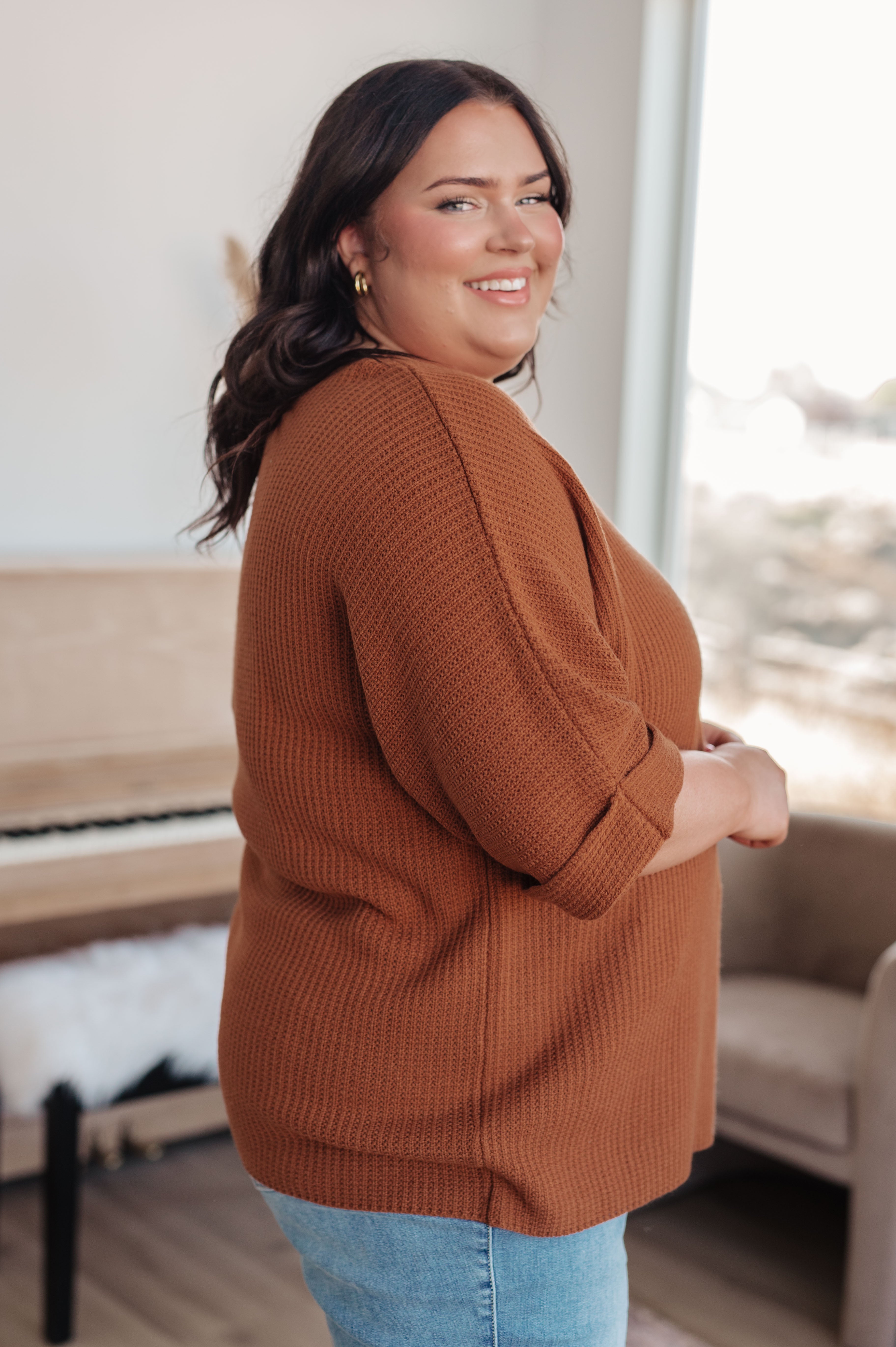Lotta Love Knitted Sweater Top in Rust - Charming Charlie