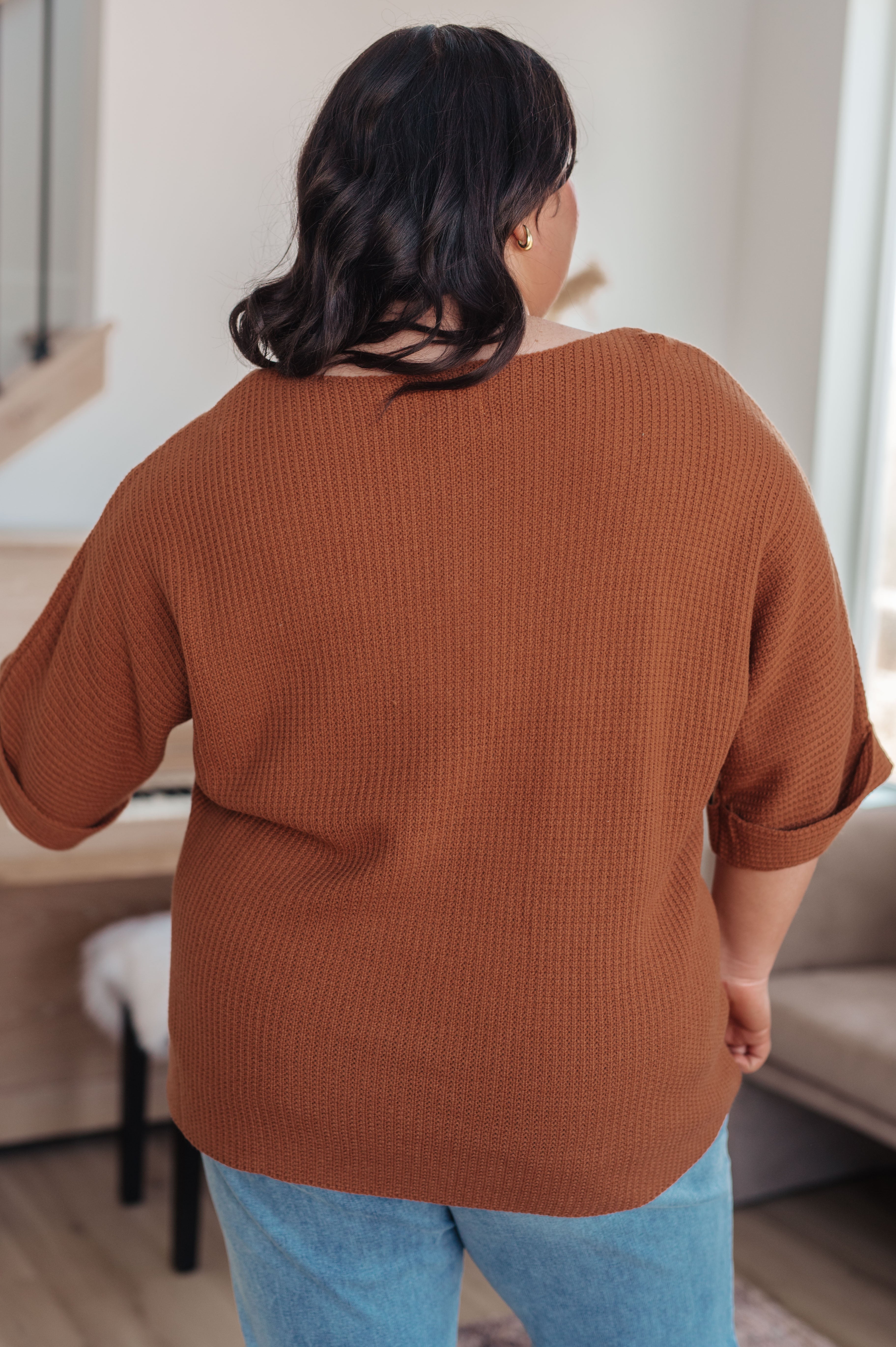 Lotta Love Knitted Sweater Top in Rust - Charming Charlie