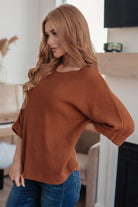 Lotta Love Knitted Sweater Top in Rust - Charming Charlie