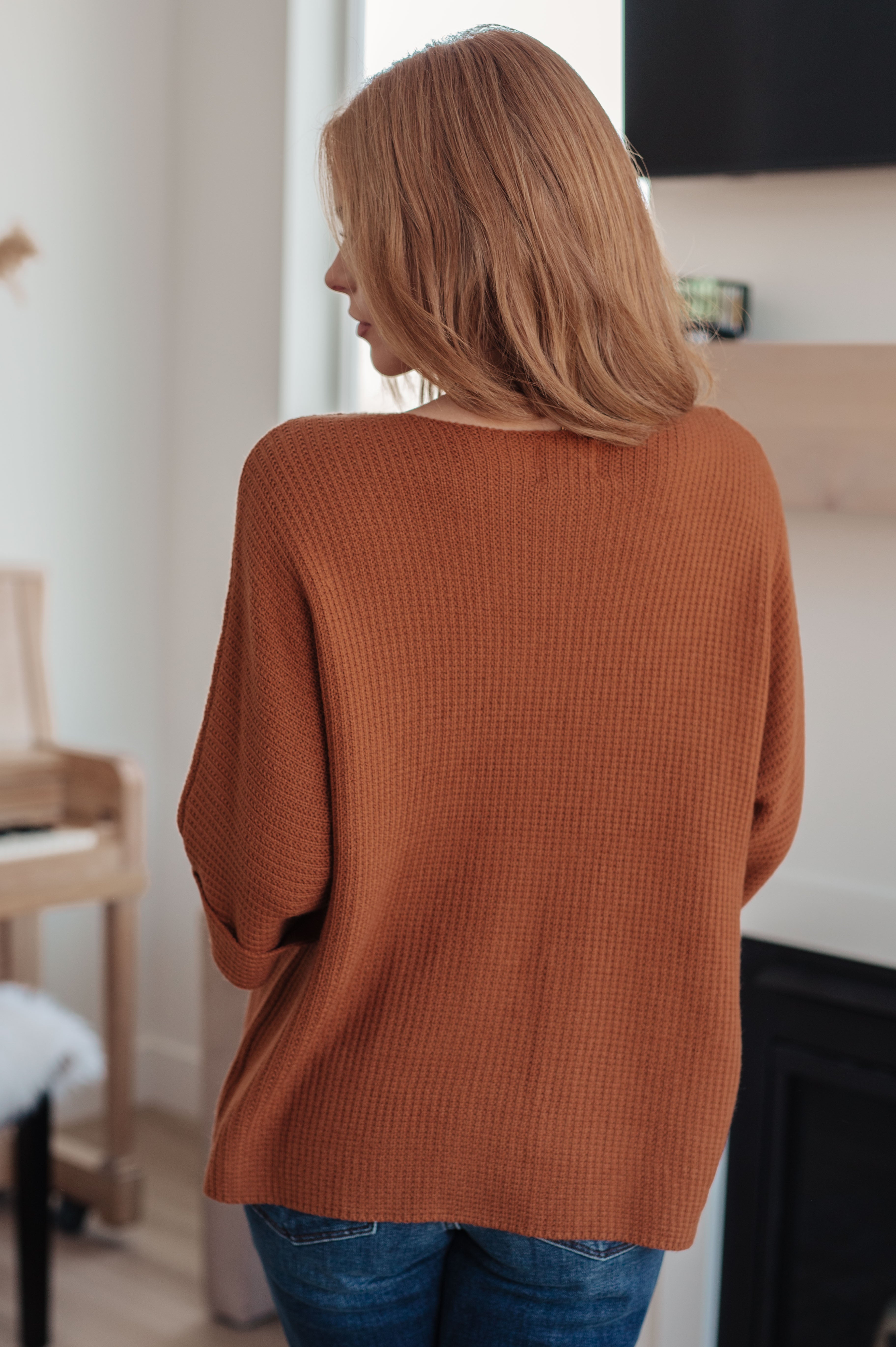 Lotta Love Knitted Sweater Top in Rust - Charming Charlie
