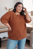 Lotta Love Knitted Sweater Top in Rust - Charming Charlie