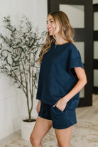 Love on the Loose Quilted Bottoms in Navy - Charming Charlie