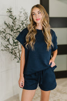 Love on the Loose Quilted Top in Navy - Charming Charlie