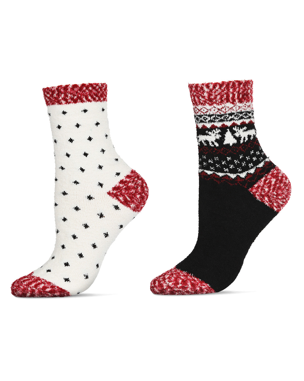 2 Pairs Women's Fairisle Border Cloud Soft Crew Socks