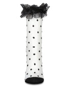 Women's Polka Dot Ruffle Lace Cuff Sheer Crew Socks - Charming Charlie