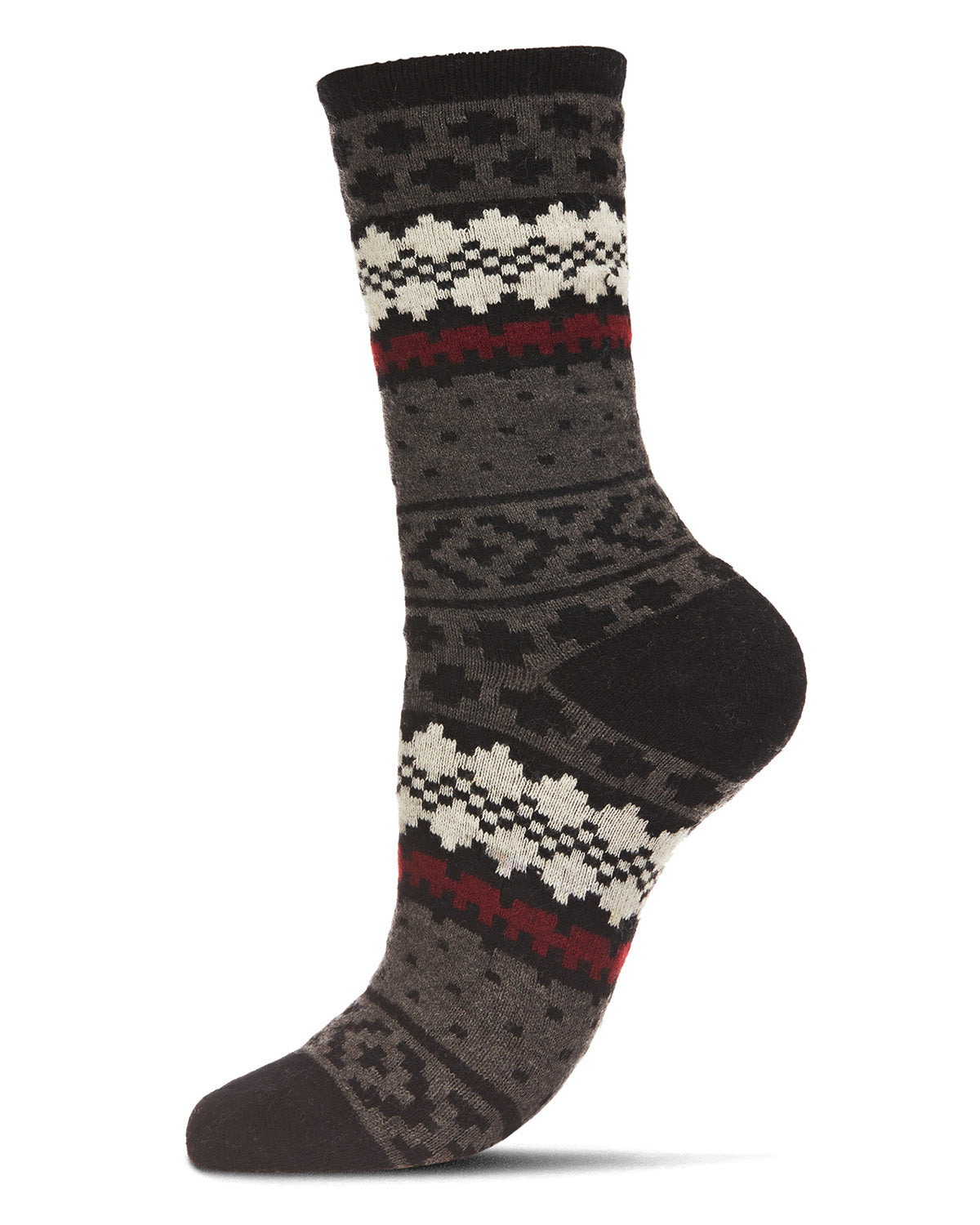 Women's Soft Winter Fair Isle Cashmere Blend Crew Socks