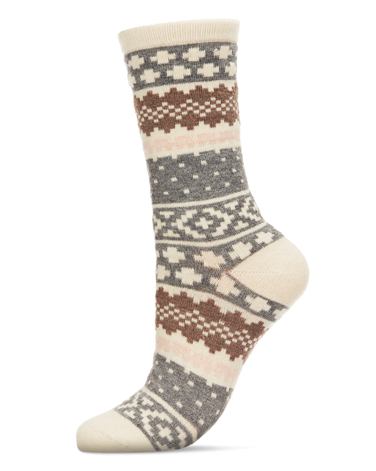 Women's Soft Winter Fair Isle Cashmere Blend Crew Socks