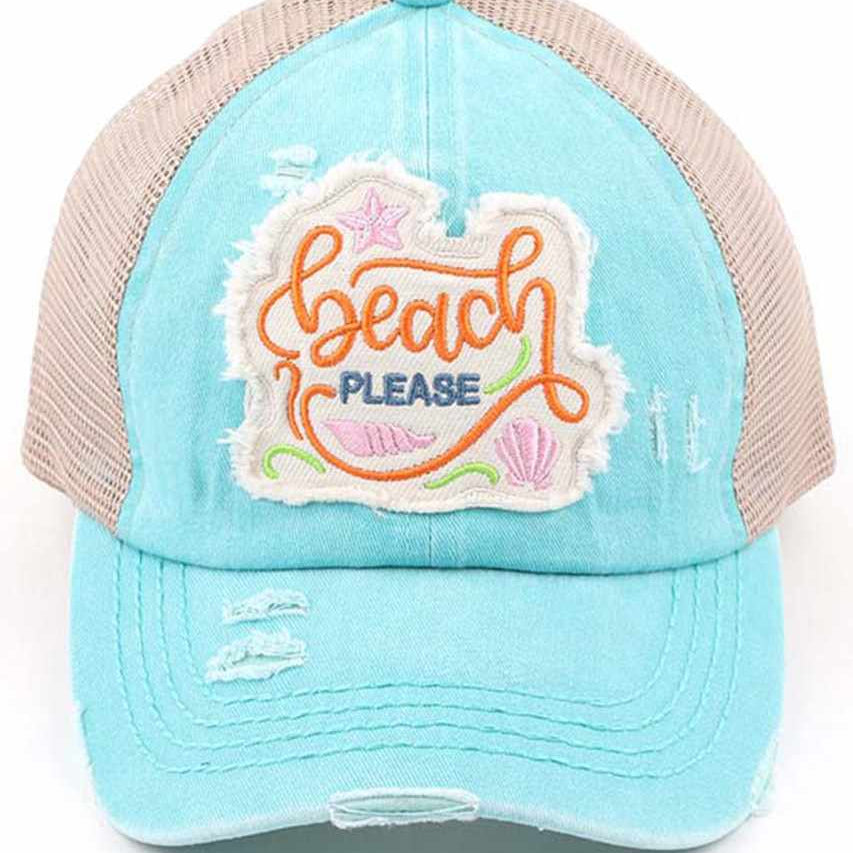 Please Patch C.C DISTRESSED BEACH PLEASE PATCH PONYCAP – Charming Charlie