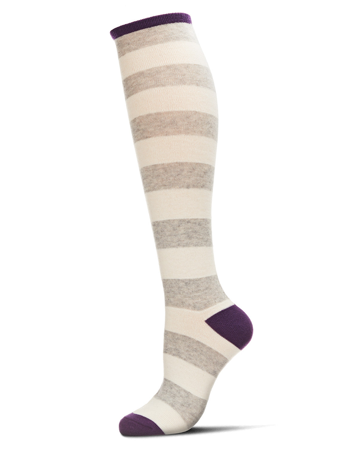 Women's Soft Shaded Stripes Cashmere Blend Knee High Socks