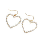 Stone Paved Open Heart Dangle Earrings - Earrings