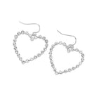 Stone Paved Open Heart Dangle Earrings - Earrings