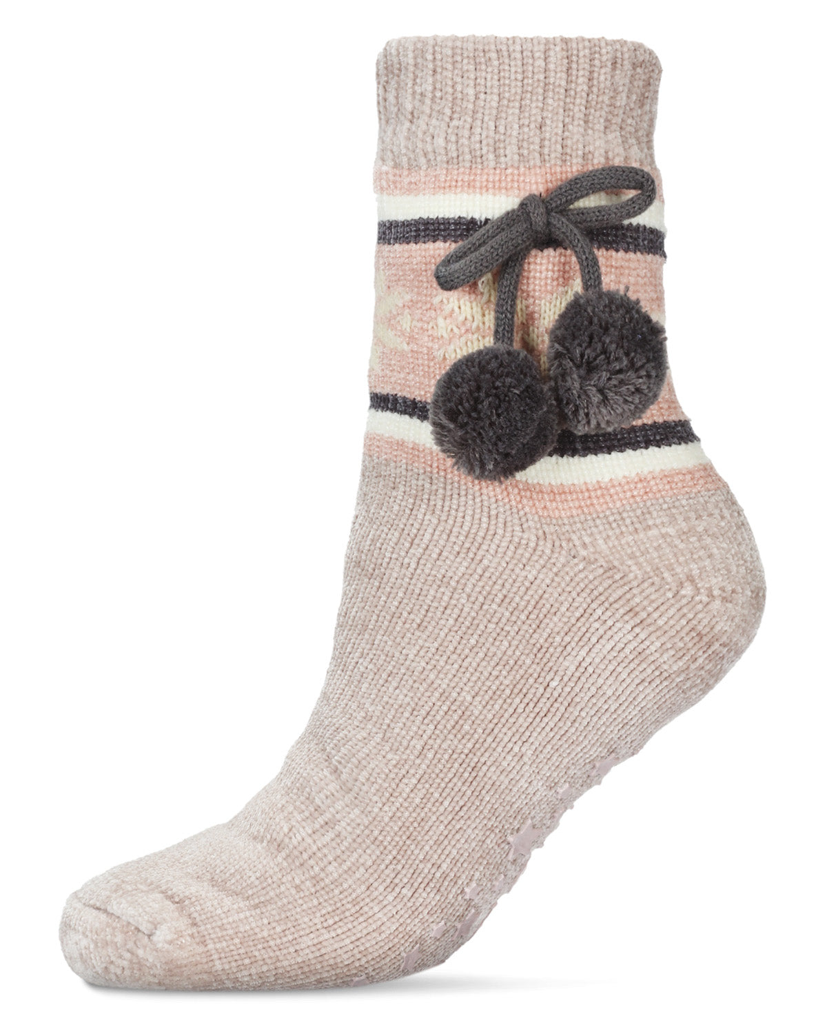 Women's Snowflake Pom Pom Sherpa Lined Slipper Socks