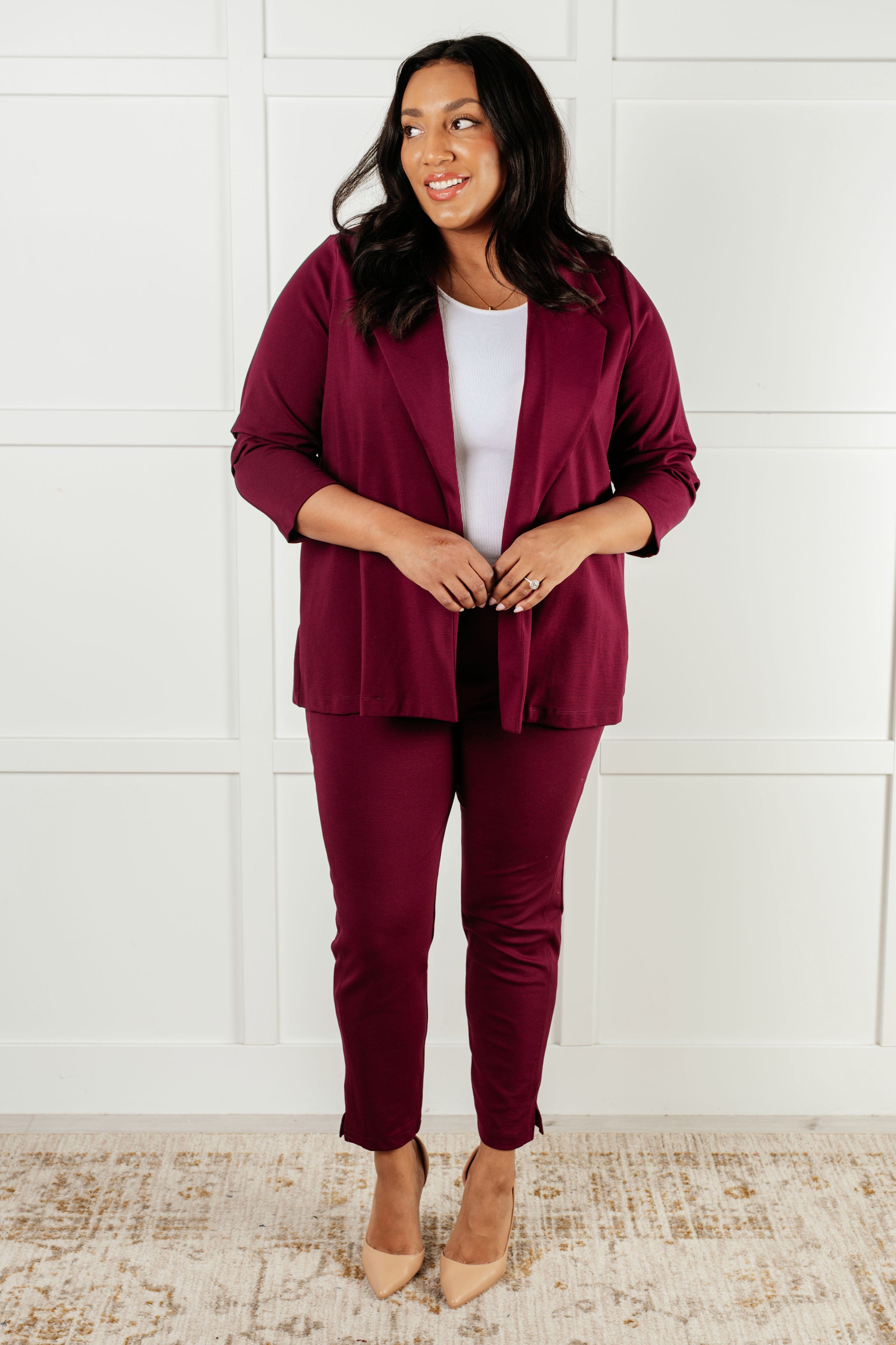 Magic 3/4 Blazer in Wine - Charming Charlie