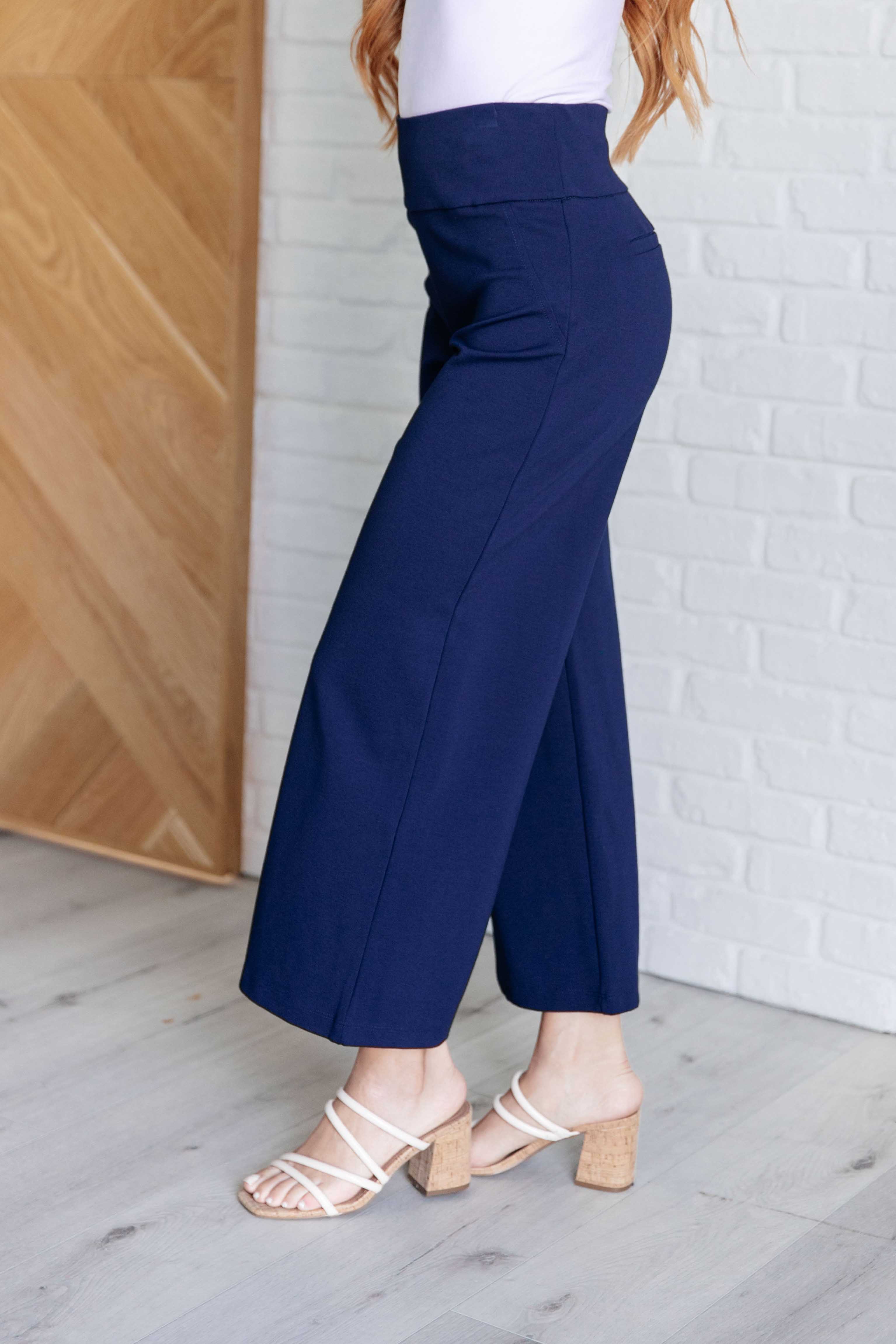 Magic Wide Leg Crop Pants in Navy - Small