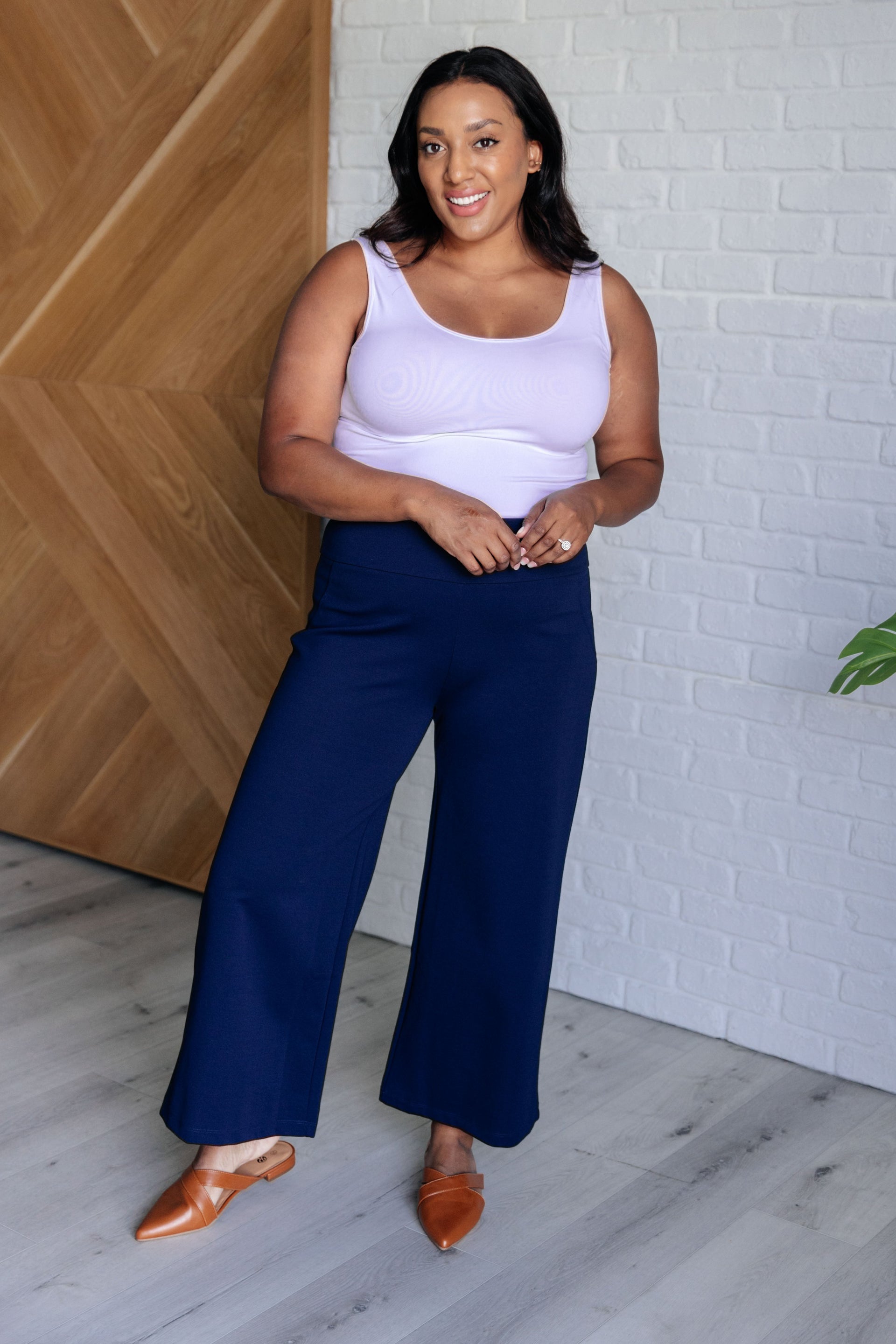 Magic Wide Leg Crop Pants in Navy – Charming Charlie Magic Wide Leg Crop Pants in Navy – Charming Charlie