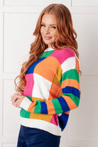 Manifesting Moment Checkered Color Block Sweater - Charming Charlie