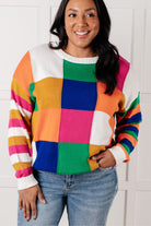 Manifesting Moment Checkered Color Block Sweater - Charming Charlie