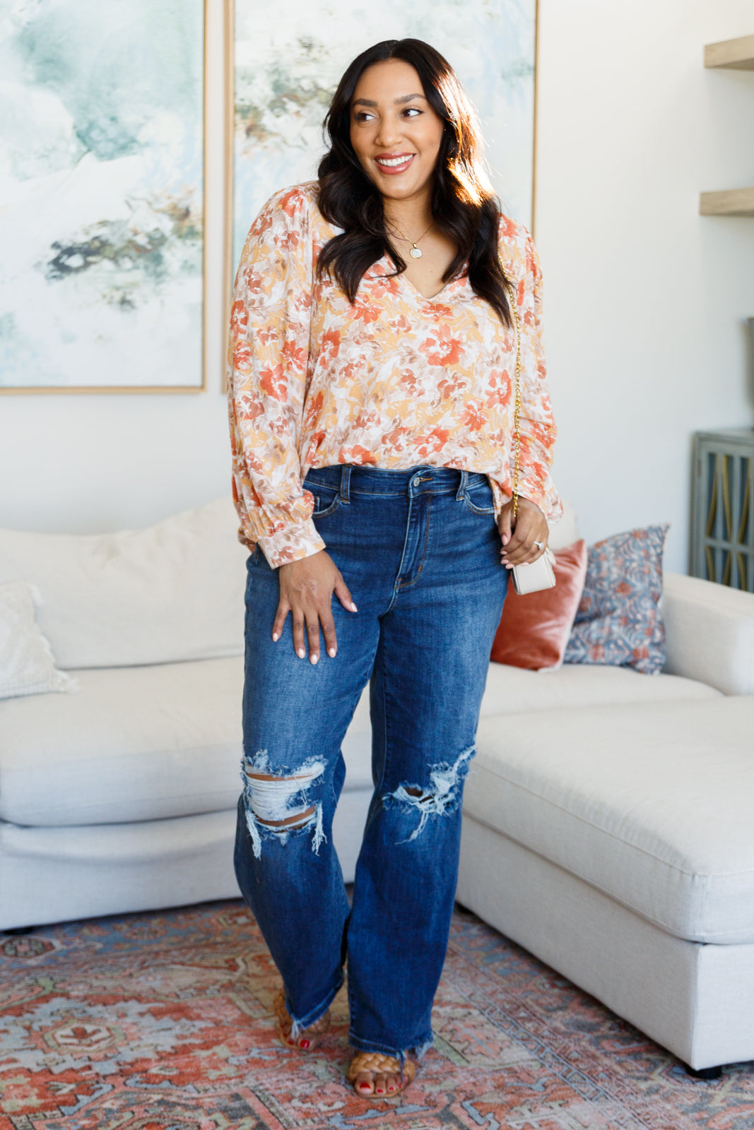 Marigold Dreams Floral Blouse - Charming Charlie