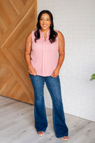 Matter of Fact Pleat Front Sleeveless Blouse in Pink - Charming Charlie