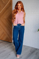 Matter of Fact Pleat Front Sleeveless Blouse in Pink - Charming Charlie