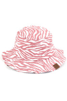 Mauve C.C. ZEBRA PRINT BUCKET HAT is the perfect accessory for any outdoor adventure. Made from high-quality materials, it offers both style and functionality. Stay protected from the sun and make a statement with its bold zebra print design. Trust in C.C. for expertly crafted hats.