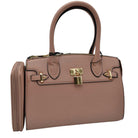 Mauve Elegant 2 In 1 Women's Medium Top Handle Satchel Totes Handbag with Wallet, 2 in 1 satchel handbag with matching wallet, is perfect to accompany you to work or go shopping. With this top handle, you can wear the bag elegantly on the shoulder. The large main compartment gives a lot of storage space, so you can place all purchases but also valuables and documents in it. The fashionable pattern of the shoulder bag also go well with chic business looks as well as casual everyday styling.
