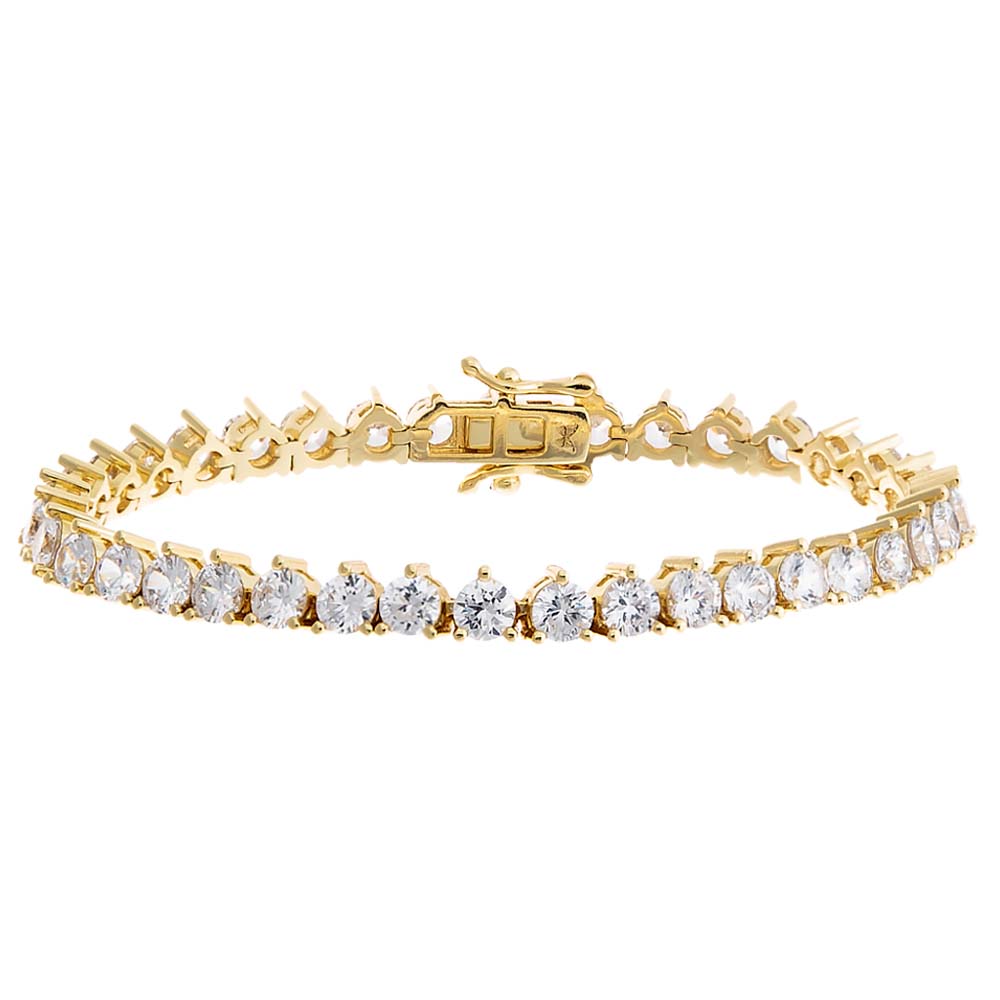 Gold / 6.5" / 4MM Thin Three Prong Tennis Bracelet - Adina's Jewels