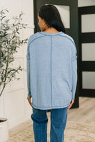 Mellow Mood Heathered Pullover in Dusty Blue - Charming Charlie