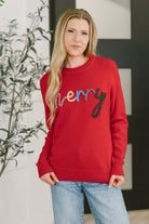 Merry Applique Drop Shoulder Pullover - Charming Charlie