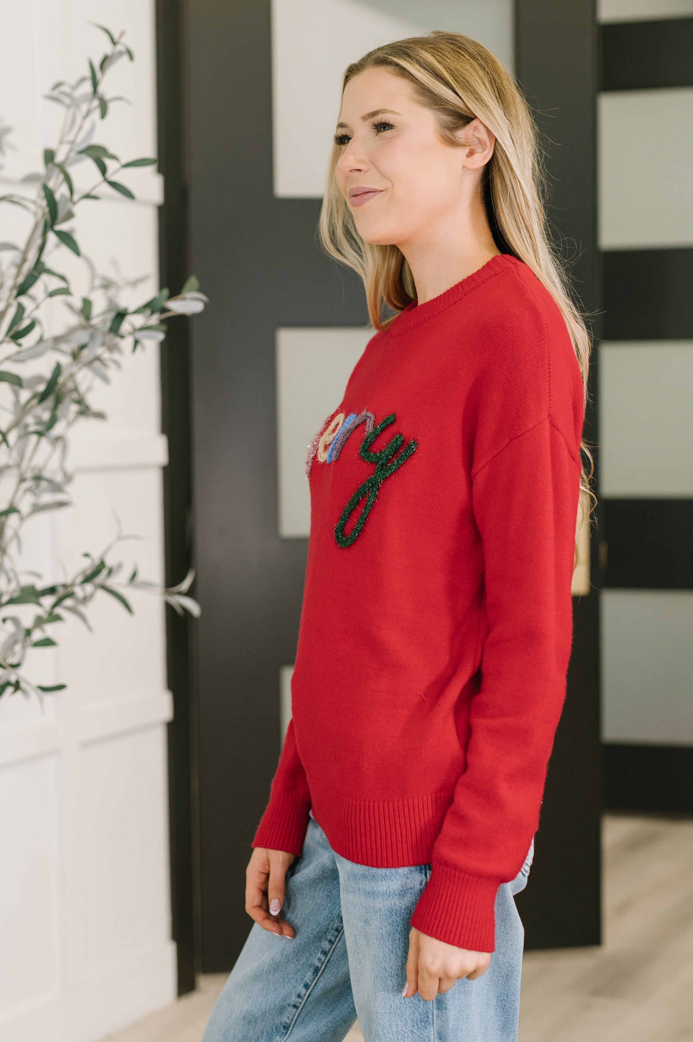 Merry Applique Drop Shoulder Pullover - Charming Charlie