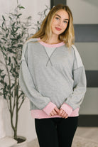 Midnight Cravings Trim Accent Pullover in Grey - Charming Charlie