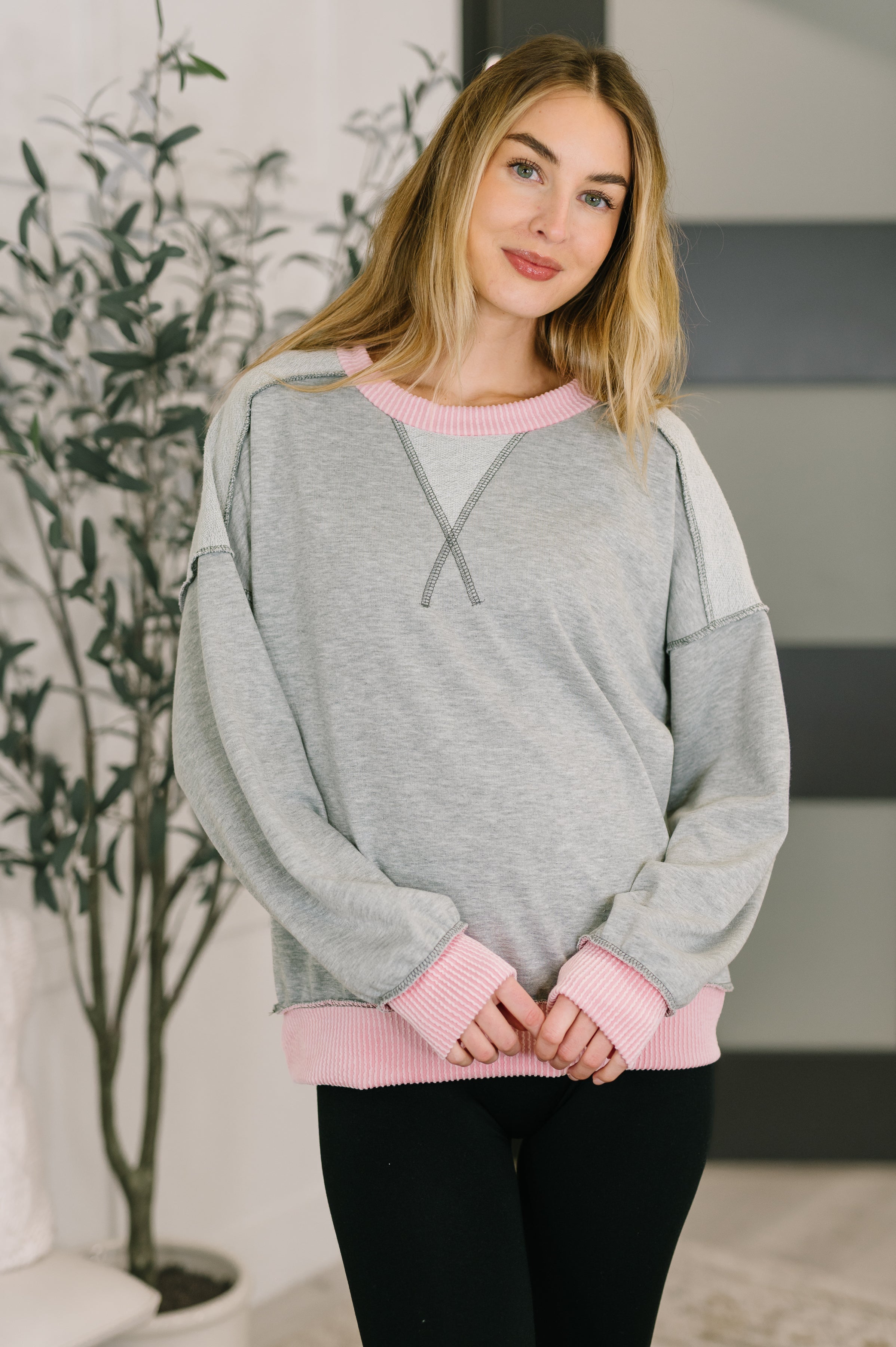 Midnight Cravings Trim Accent Pullover in Grey - Charming Charlie
