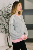Midnight Cravings Trim Accent Pullover in Grey - Charming Charlie