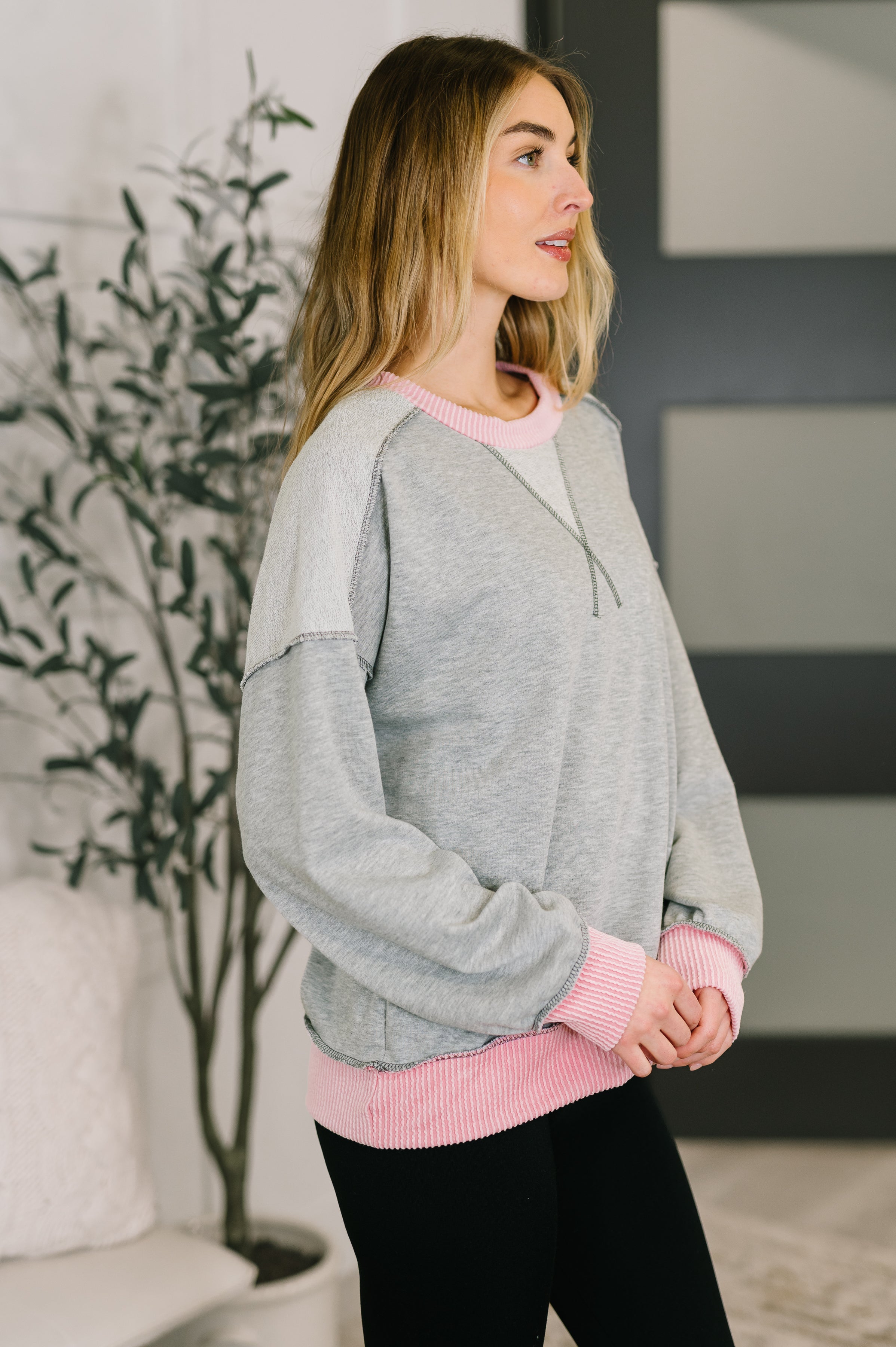 Midnight Cravings Trim Accent Pullover in Grey - Charming Charlie