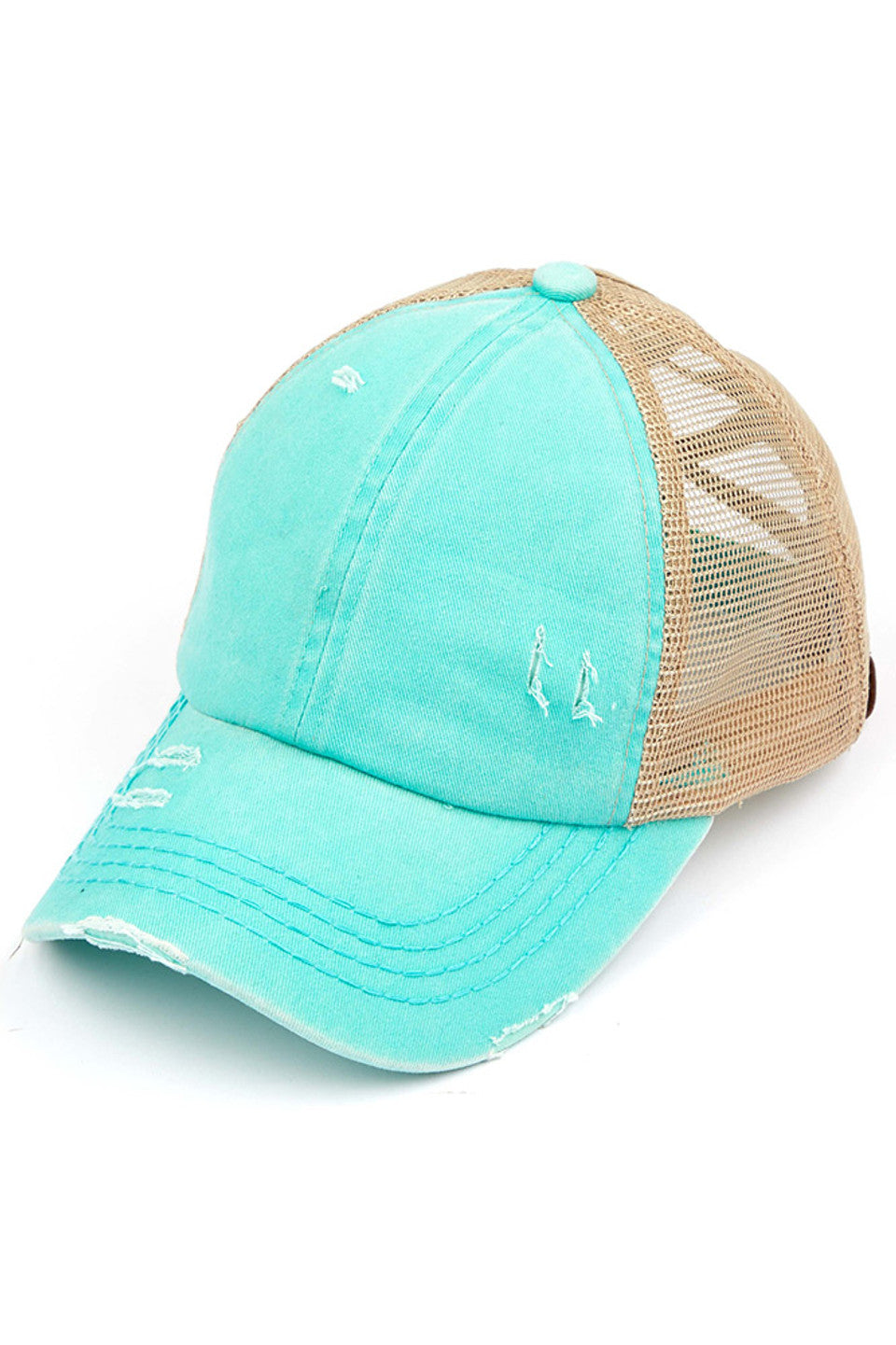Mint C.C BASEBALL PONYCAP is a stylish and functional cap that combines the classic look of a baseball cap with the convenience of a ponytail holder. Made with high-quality materials and a comfortable fit, this cap is perfect for any outdoor activity. Stay cool and protected with the C.C BASEBALL PONYCAP.