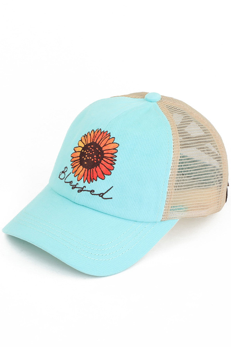Mint C.C DAISY PATCH BLESSED PONY CAP is the perfect accessory for any ponytail! With the bonus of a daisy patch, this cap not only keeps you in style but also adds a touch of femininity to your look. Keep your hair out of your face and elevate your outfit with this cap.