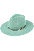 Mint C.C MULTI-THREAD RHINESTONE TRIM BAND PANAMA HAT is a must-have accessory for any fashion-forward individual. Crafted with multi-threaded material and adorned with stunning rhinestone trim, this hat adds a touch of elegance to any outfit. With its versatile design, it's perfect for any occasion and provides excellent sun protection.