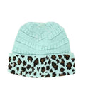 Mint Matching Cuff Leopard Print CC Beanie Tail combines bold leopard patterning with a cozy cuff for an effortlessly stylish accessory. Designed with an extended tail shape, this beanie provides a comfortable fit while adding a fashionable edge to your cold-weather wardrobe. Its soft, durable fabric ensures warmth and long-lasting wear, making it a practical choice for everyday use with a distinctive flair. 