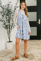 Miss Mischief V-Neck Romper in Blue - Charming Charlie