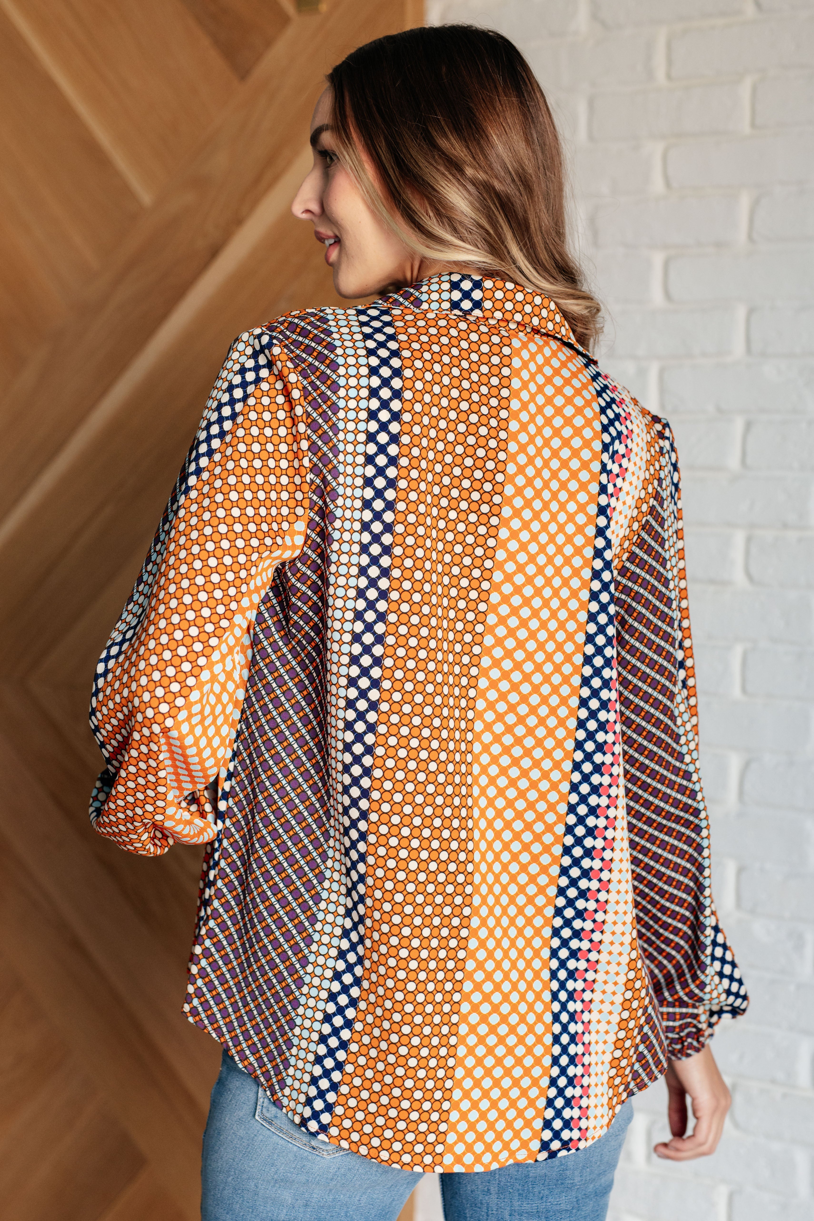 Moderately Mod Polka Dot Button Up Top - Charming Charlie