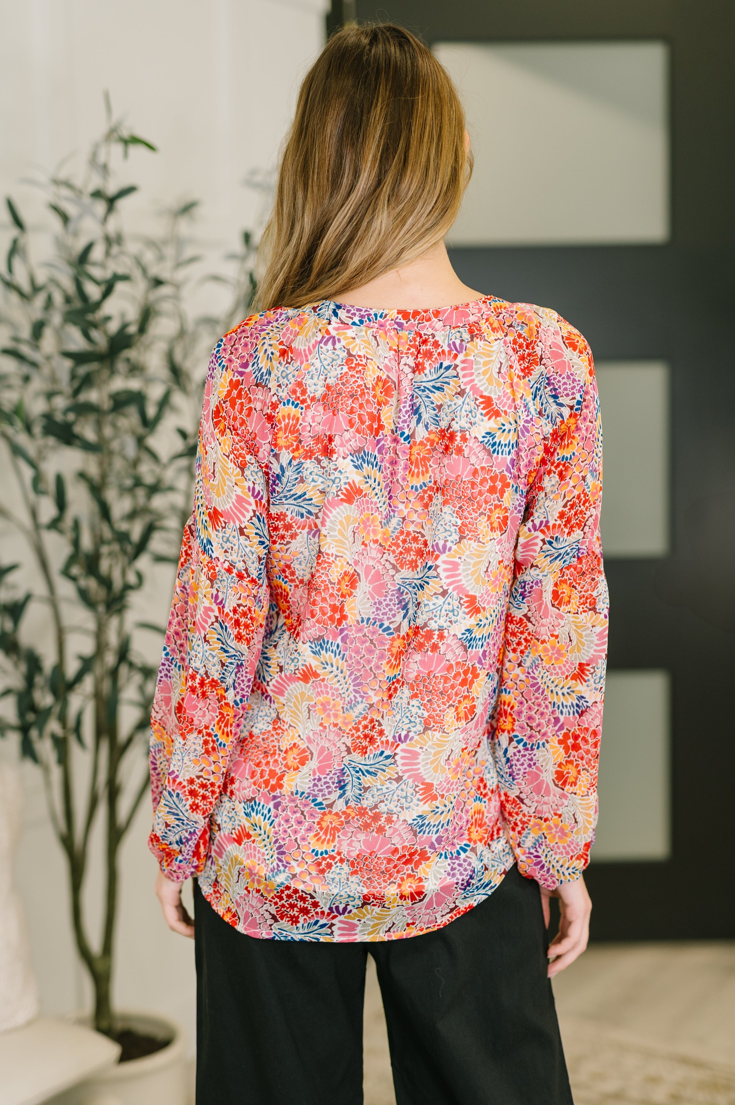 Modern Meadow V-Neck Puff Sleeve Blouse - Charming Charlie