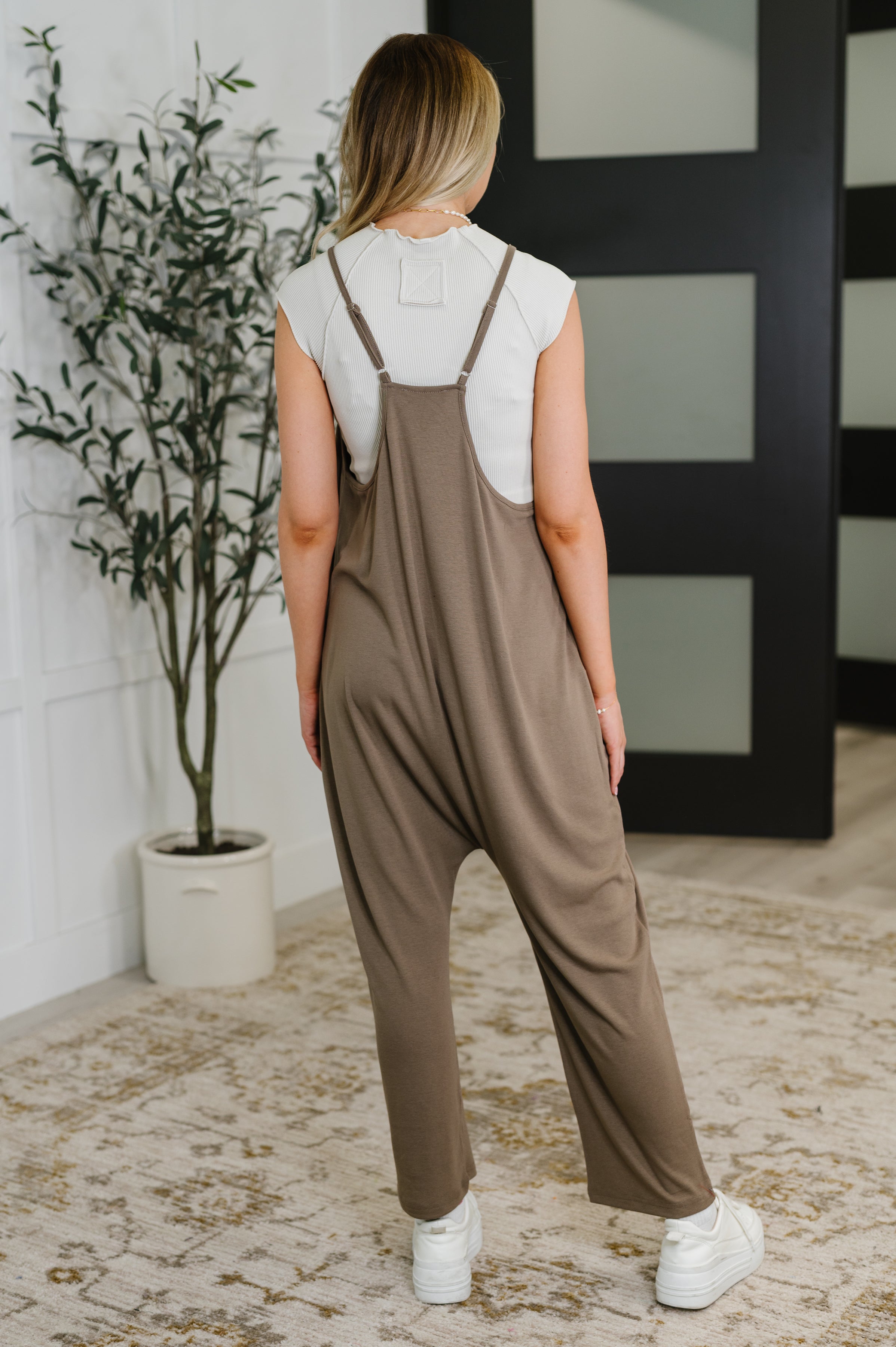 Mood Match Relaxed Spaghetti Strap Jumpsuit in Mocha - Charming Charlie