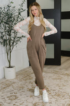Mood Match Relaxed Spaghetti Strap Jumpsuit in Mocha - Charming Charlie