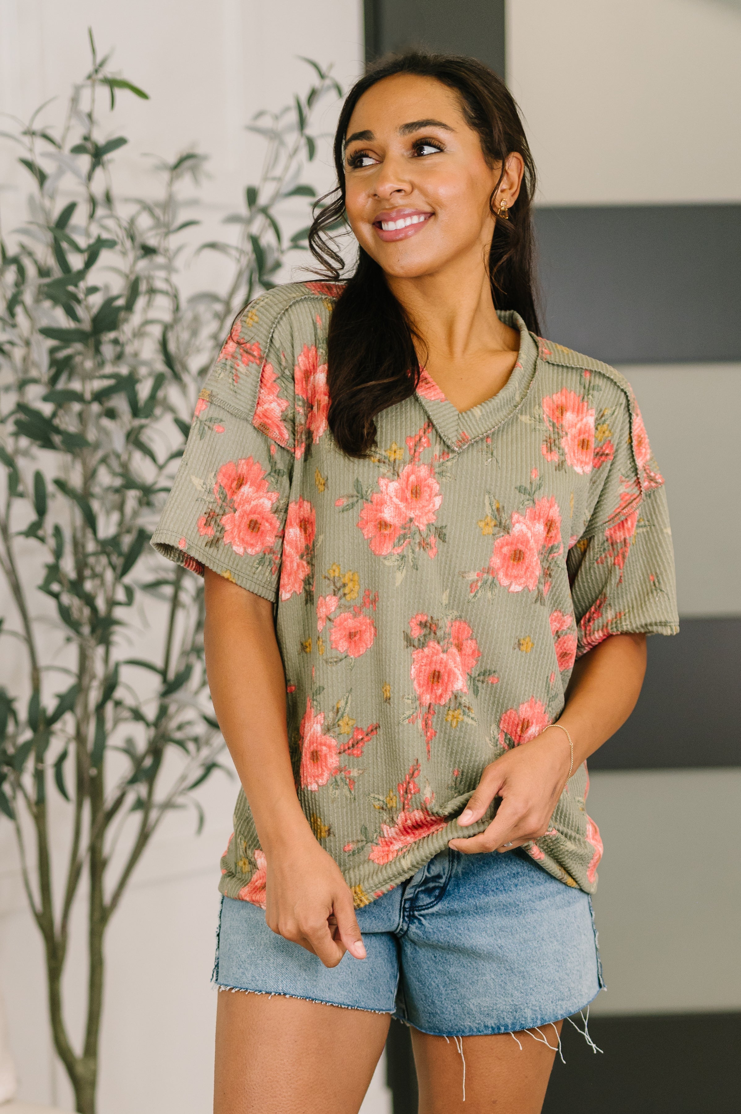 More Than Butterflies Floral V-Neck Top - Charming Charlie