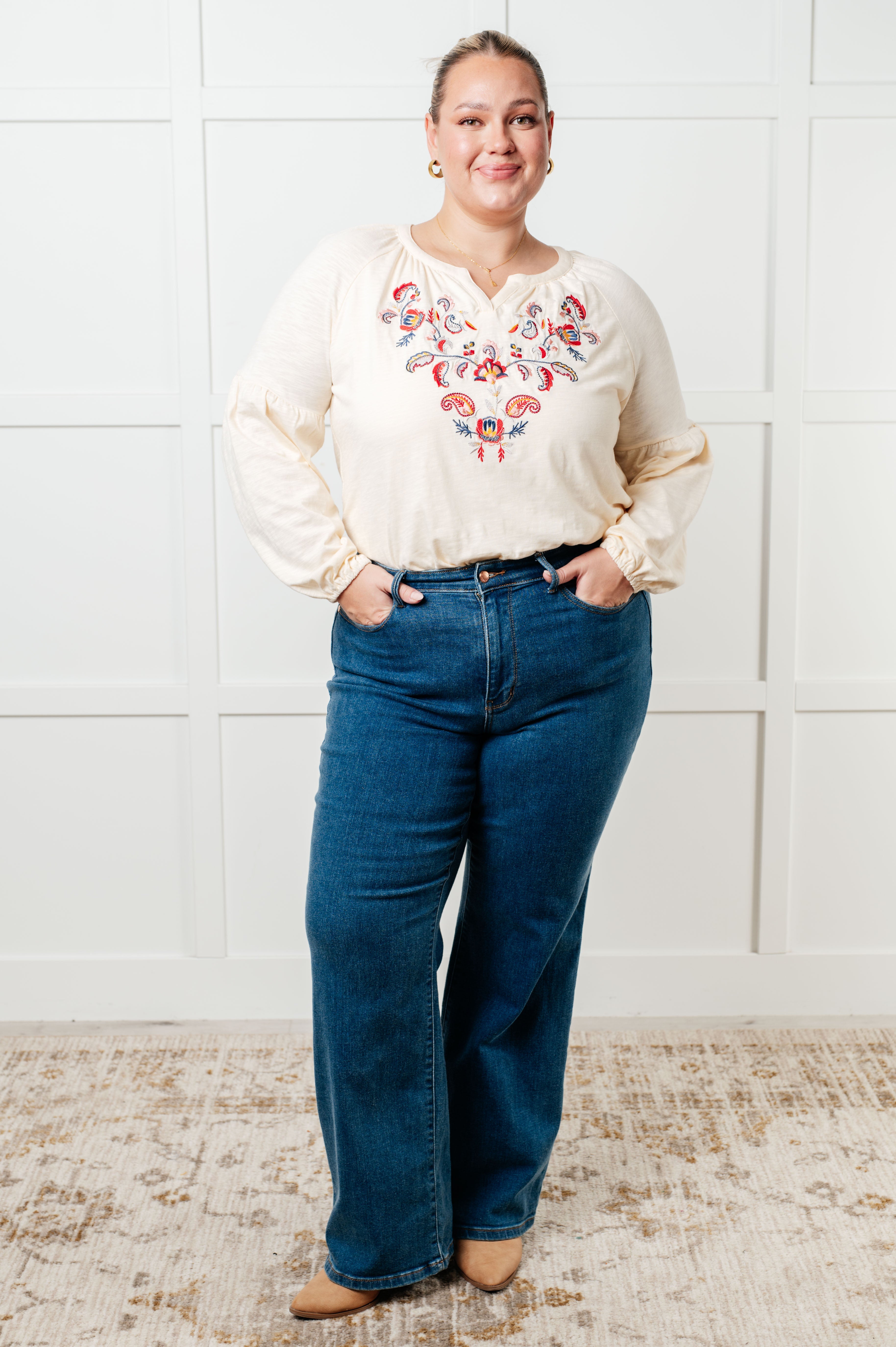 More Than You Would Think Embroidered Blouse - Charming Charlie