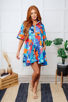 Mother Nature's Recipes Collared Dress in Blue - Charming Charlie