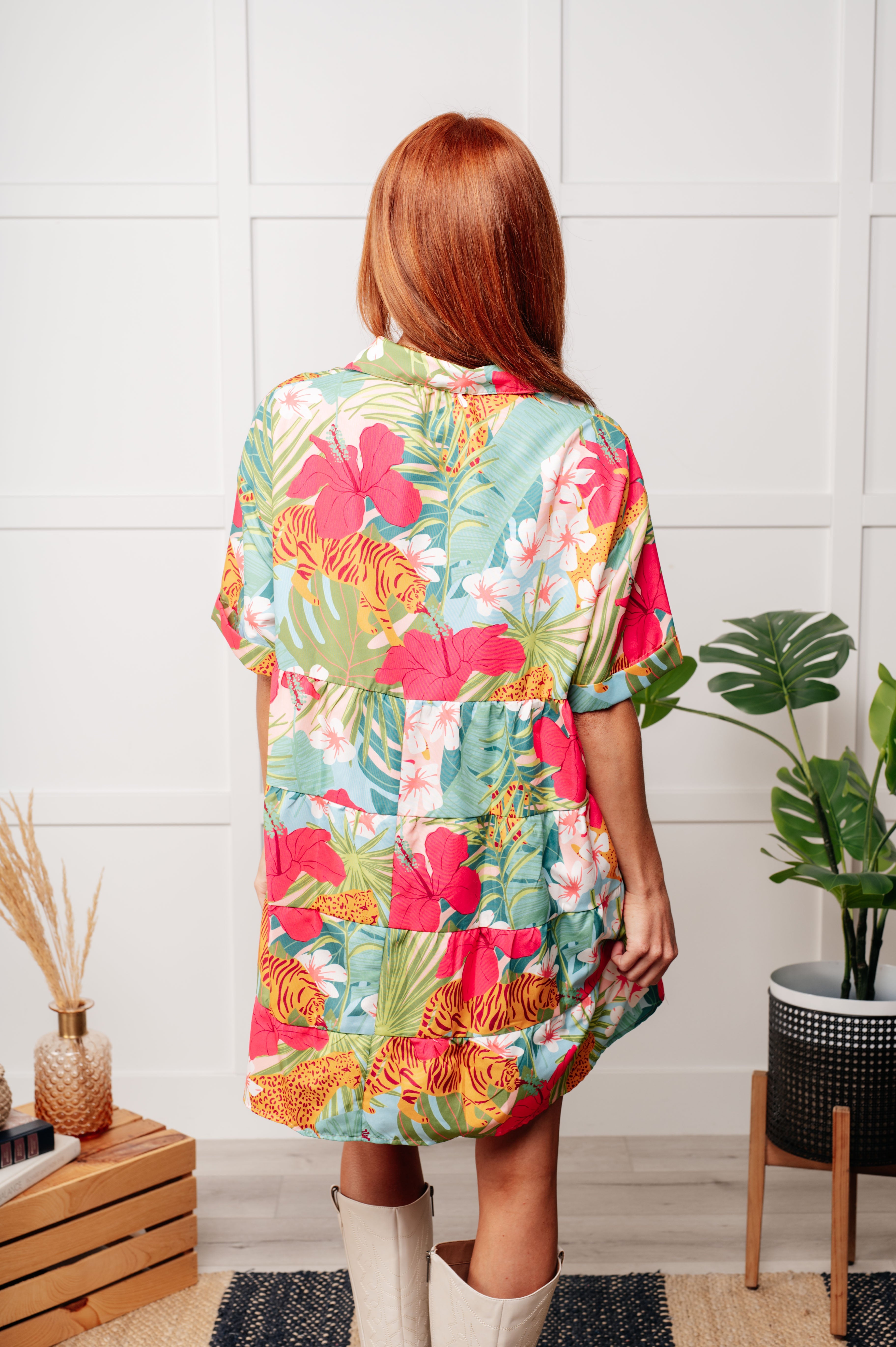 Mother Nature's Recipes Collared Dress in Green - Charming Charlie