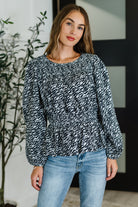 Muse Moves High Neck Peplum Blouse in Black - Charming Charlie